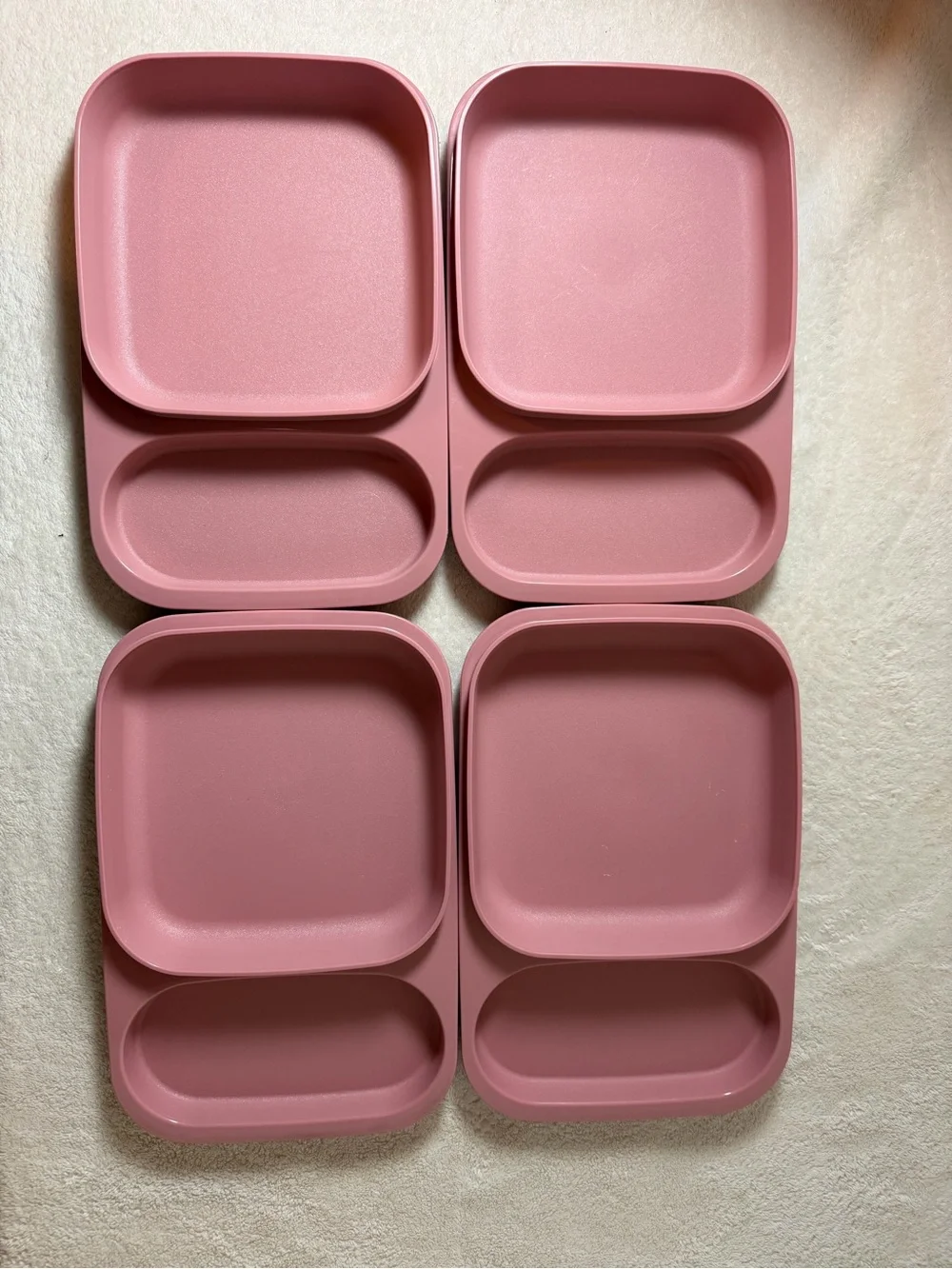 Tupperware Meal Mates Dusty Rose Meal Prep Containers with White Lids - Set of 4
